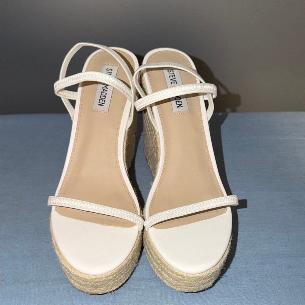 Steve Madden White Espadrille Wedge Sandals
